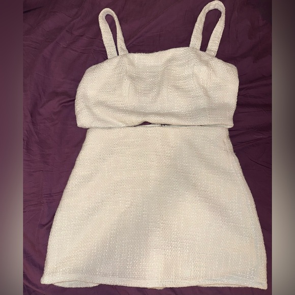 Lulu’s White Tweed Sleeveless Two-Piece Skort Romper Large - Picture 3 of 5